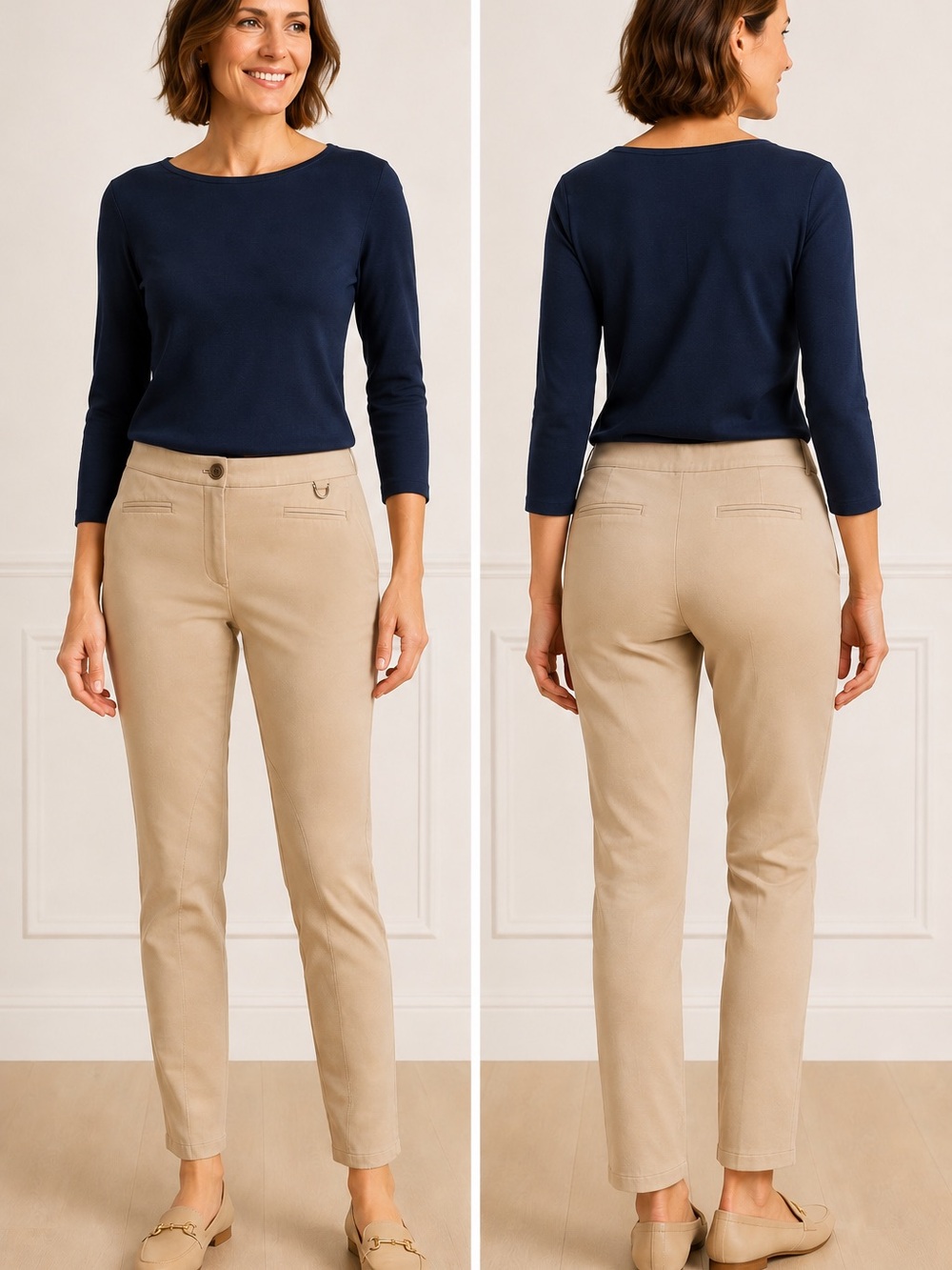 Talbots Dalton Petite Pants |
Women's Size 6P | Beige Stretch
Ankle Pants